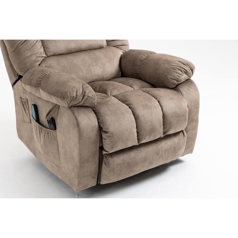 Power Lift Recliner Chair with Massage & Heat, Velvet Upholstered Electric Recliner, Lounge Sofa Chair with Side Pockets