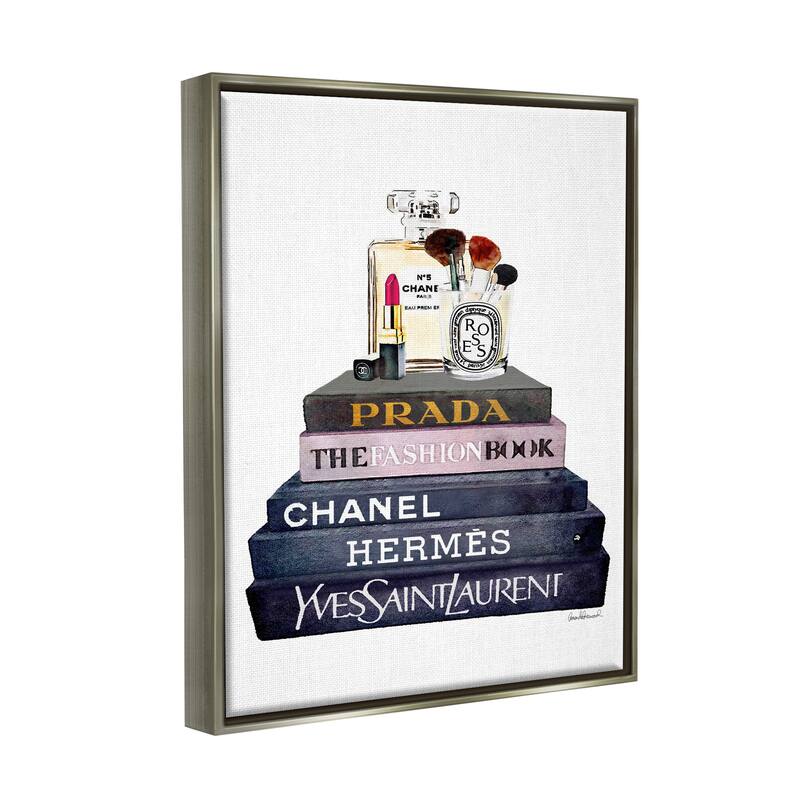 Stupell Glam Fashion Book Set With Makeup Floater Frame - Multi-Color