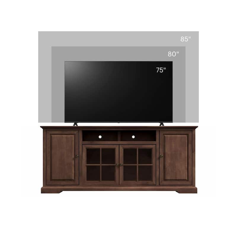 Bridgevine Home Classic 78 inch TV Stand Console for TVs up to 85 inches, No Assembly Required, Dark Cherry Finish