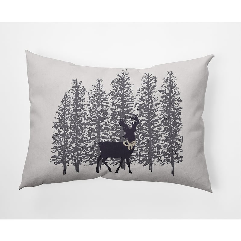 Reindeer Through the Woods Winter Soft Spun Polyester Decorative Throw Pillow - Specialty - Purple-Grey