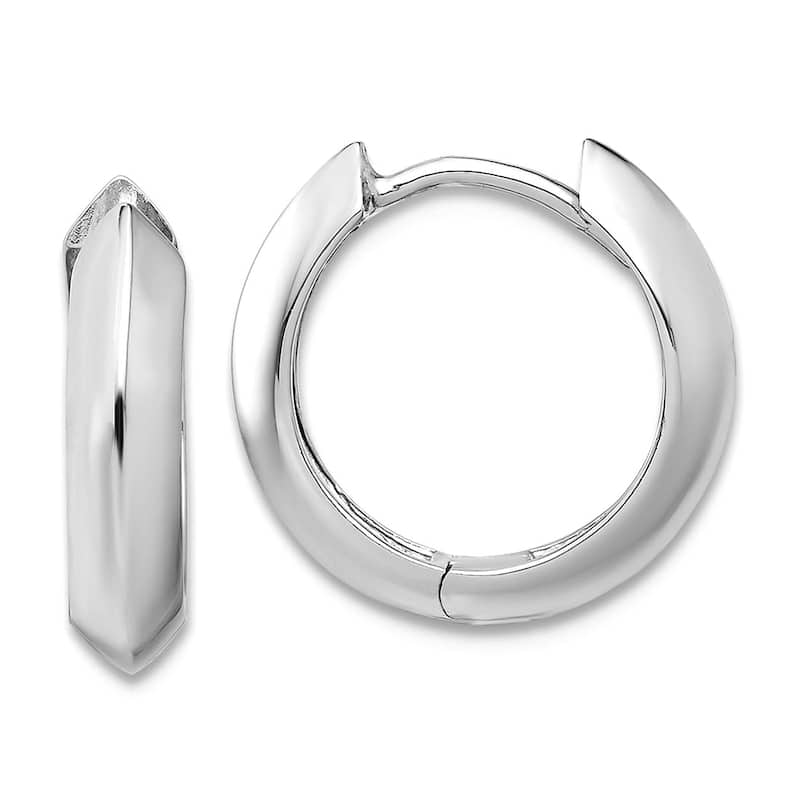 Curata 10k Yellow or White Gold Italian Knife-edged 15x6mm Hinged Hoop Earrings - White Gold