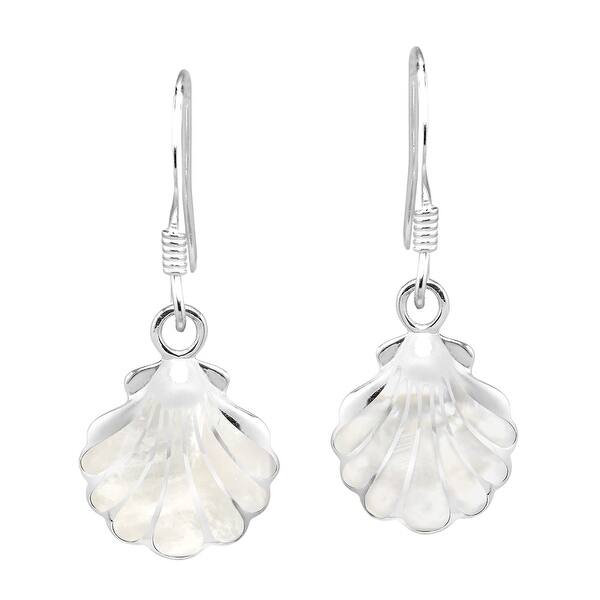 Long Drop Earrings Mother of Pearl and Sterling Silver Handmade