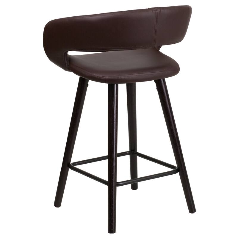 Contemporary Rounded Back Counter Height Stool with Wood Frame - 22"W x 19"D x 33.25"H