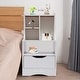 preview thumbnail 14 of 13, Wood Nightstand with Drawer and Shelf Multifunctional Bedside Cabinet White - 1-drawer