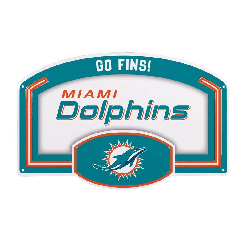 Miami Dolphins Embossed Steel Wall Sign, 11" x 17"