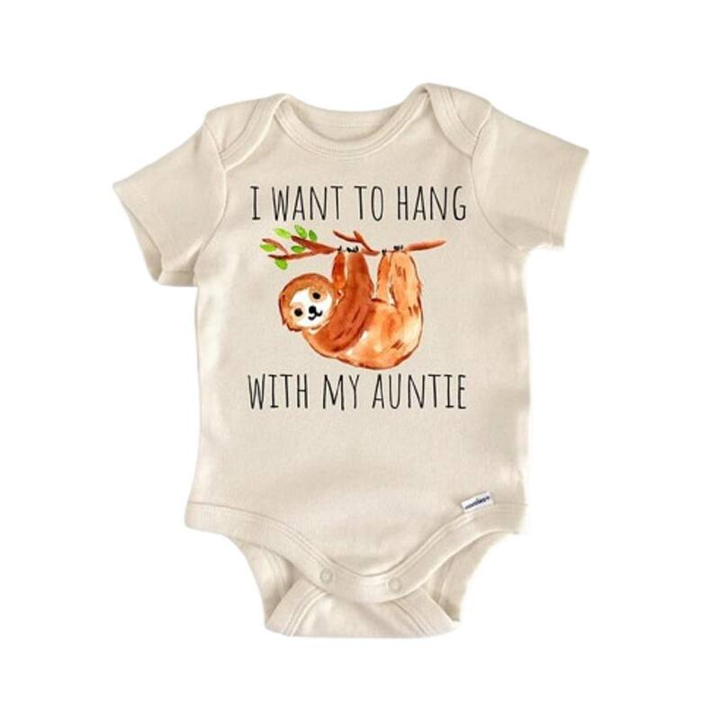 Sloth Auntie Aunt - Baby Boy Girl Clothes Infant Bodysuit Funny Cute Newborn - Pink - 0-3M