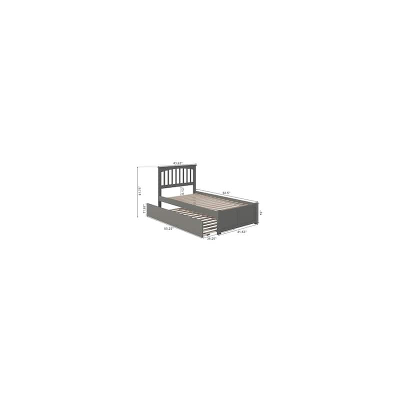 Twin XL Platform Bed with Trundle & Footboard - Grey Sleeping Space Solution