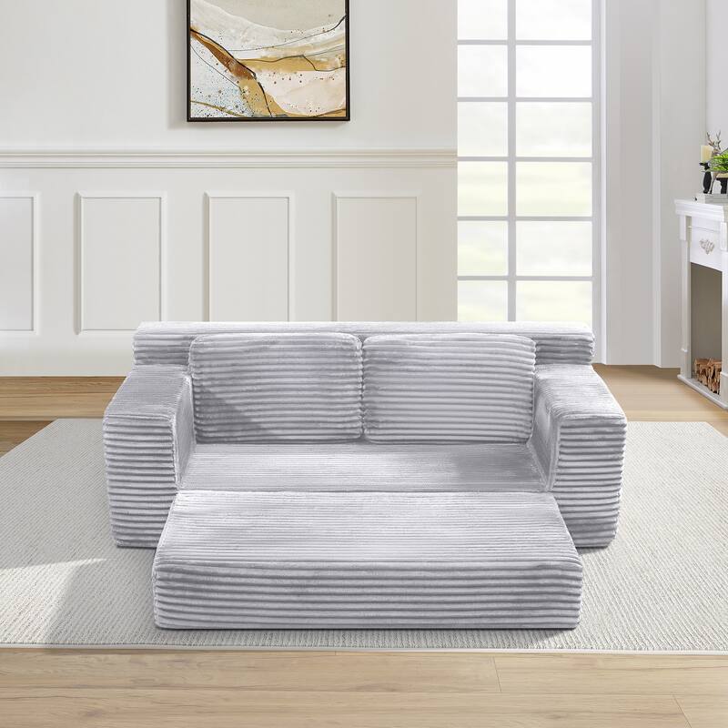 Corduroy Cloud Double Sofa, 2-in-1 Convertible Sofa Bed, Comfortable Boneless Double Sofa, Suitable for Living Room