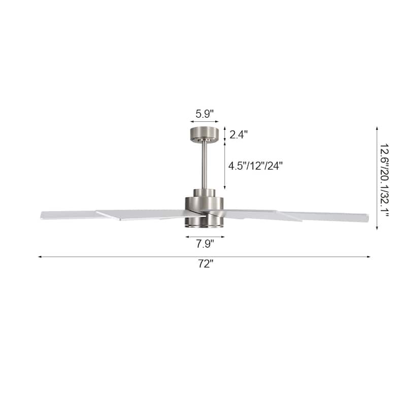 MLiAN 72 in. 8 Plywood Blades Indoor LED Ceiling Fan With Remote......