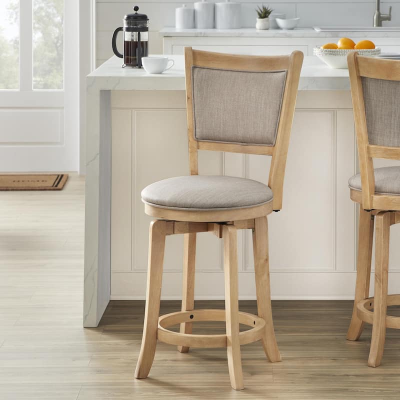 Simple Living French Country 24-inch Solid Wood Counter Height Swivel Bar Stool