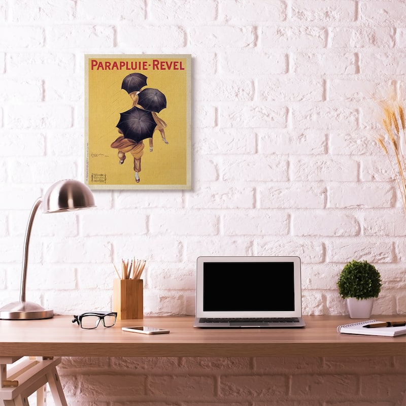 Stupell Parapluie-Revel Vintage Poster Yellow Design Canvas Wall Art