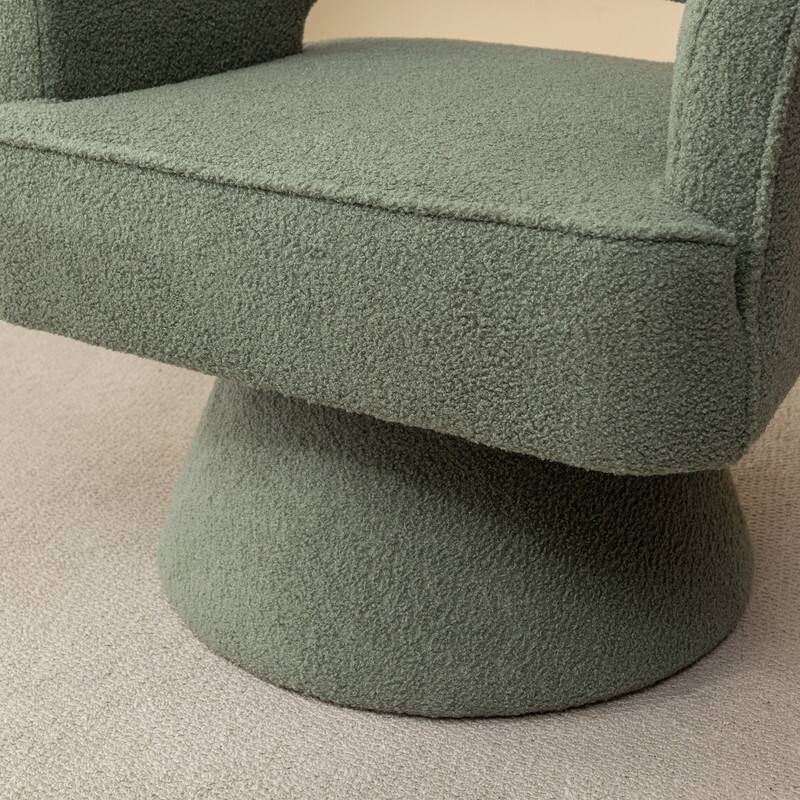 SEYNAR Modern Glam Open Back Velvet Upholstered Round Swivel Accent Arm Barrel Chair for Living Room