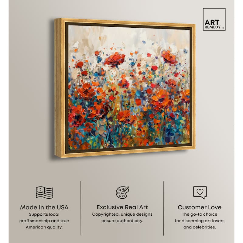 Art Remedy Beautiful Garden Bloom Framed Impressionism 1 Piece Canvas Wall Art /Monet And Van Gogh Inspired Art