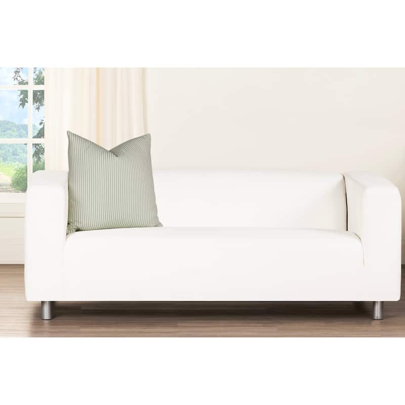 Magnolia Ticking Stripe Aqua Washed Cotton Accent Pillow