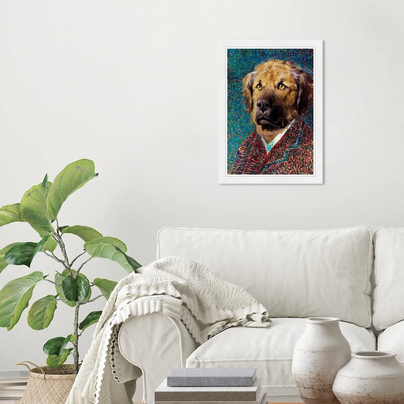 Wynwood Studio Prints Animals Dog Van Gogh Brown and Traditional Wall Art Canvas Print - 21.0 x 15.0 - White