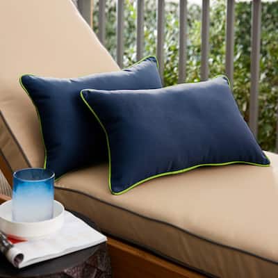 Sunbrella Canvas Navy/ Canvas Macaw Corded Indoor/ Outdoor Pillow Set