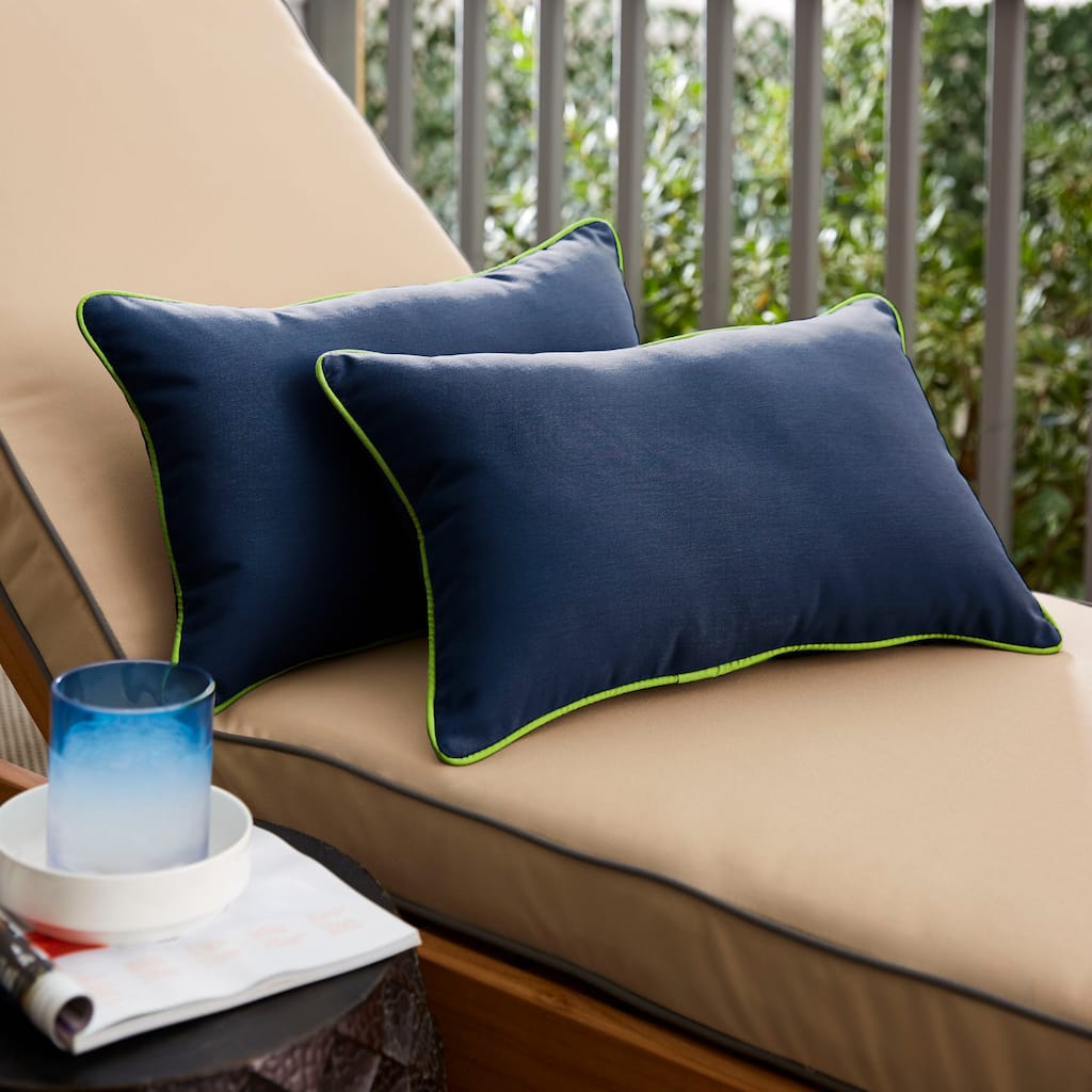 Sunbrella Canvas Navy/ Canvas Macaw Corded Indoor/ Outdoor Pillow Set