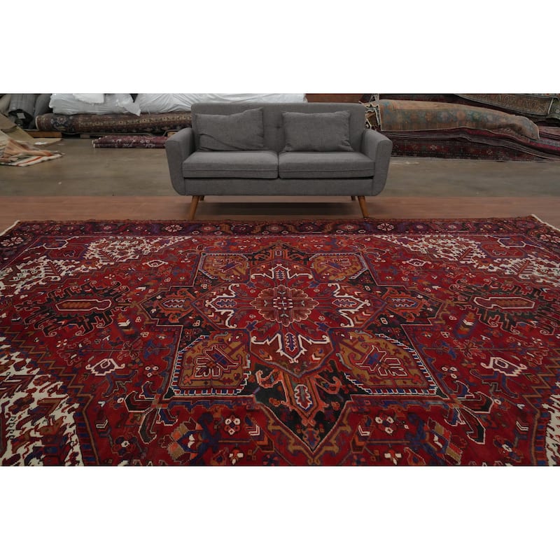 Hand Knotted Oriental 100% Wool Carpet Traditional Medallion Red Heriz Area Rug - 13' 0'' X 10' 0''
