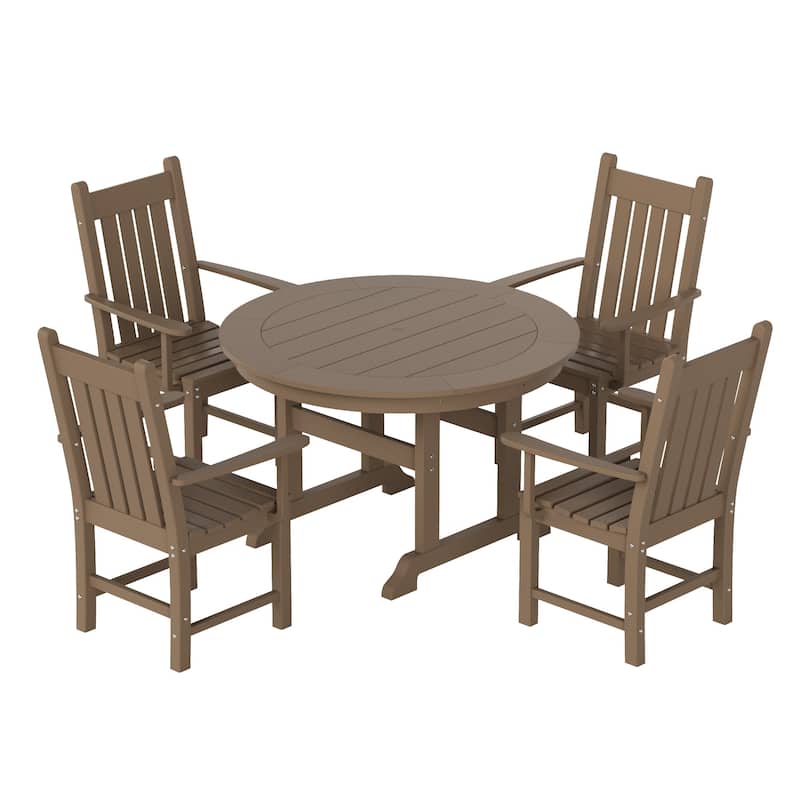 Laguna Hdpe All Weather Outdoor Patio Dining Set with Round Table, Armchairs (5-Piece Set)