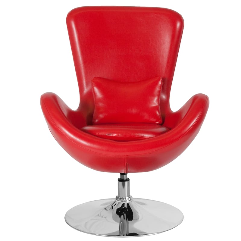 LeatherSoft Swivel Side Reception Chair with Bowed Seat