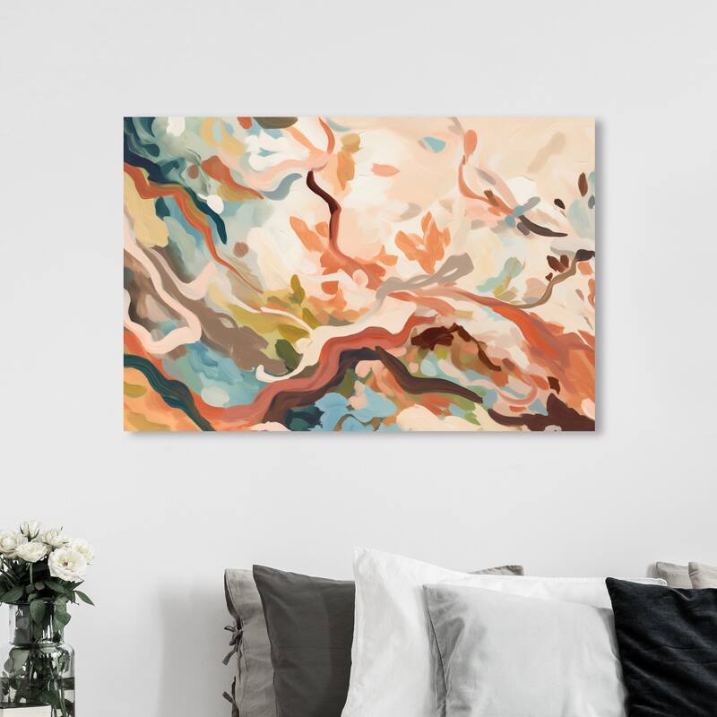Wynwood Studio Canvas Abstract Integrated Petals Orange and Light Pink Modern & Contemporary Wall Art Canvas Print - 36 x 54