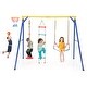 preview thumbnail 4 of 6, 4-in-1 660 lbs Heavy Duty Swing Set for Kids Aged 3-9 Years Old-Yellow - 97" x 75" x 74" (L x W x H)