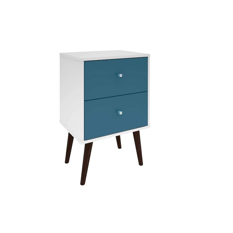 18-inch Aqua Blue and White Nightstand with 2 Drawers - Aqua Blue