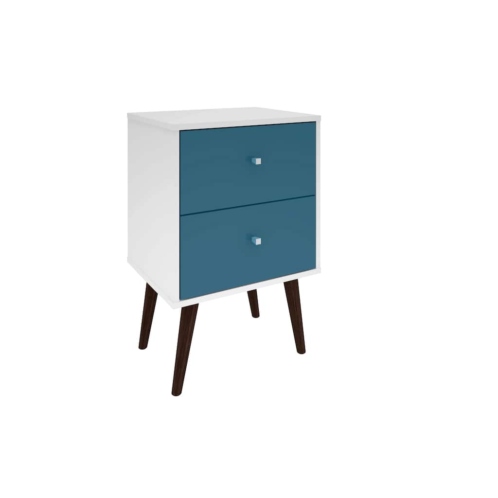 18-inch Aqua Blue and White Nightstand with 2 Drawers