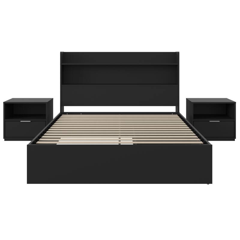 Hunter Platform Bed With Headboard And 2 Nightstands