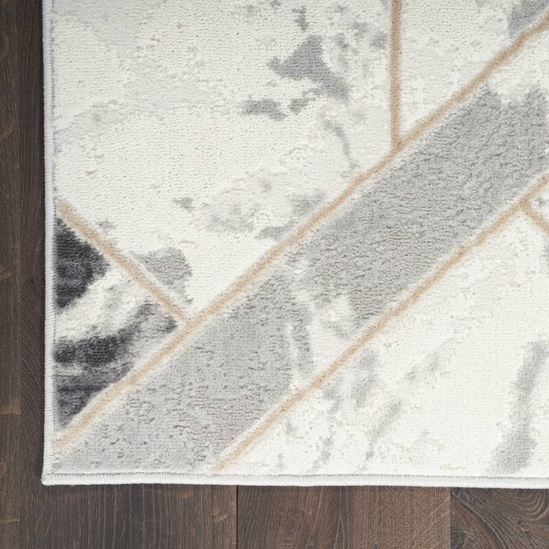 Power Loomed Abstract Modern Non Skid Low Pile Area Rug - 118' X '94' X '0.25