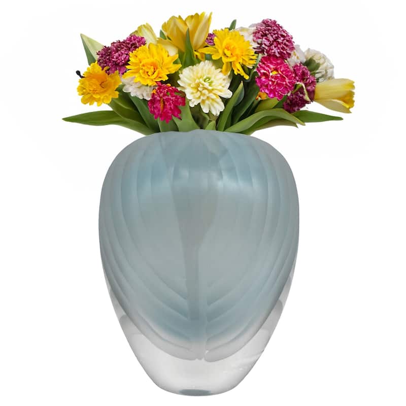 7" High Premium Contemporary Glass Vase in Light Blue
