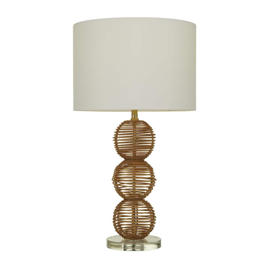 Wicker Wood Handmade Woven Orb Room Table Lamp - Brown - Roche River Decor