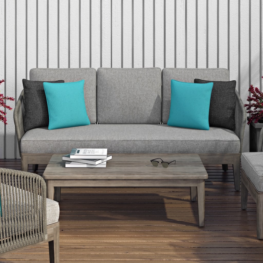 WyndenHall Lotus 75 inch Wide Contemporary Outdoor Sofa in Sand Drift Polyester Fabric