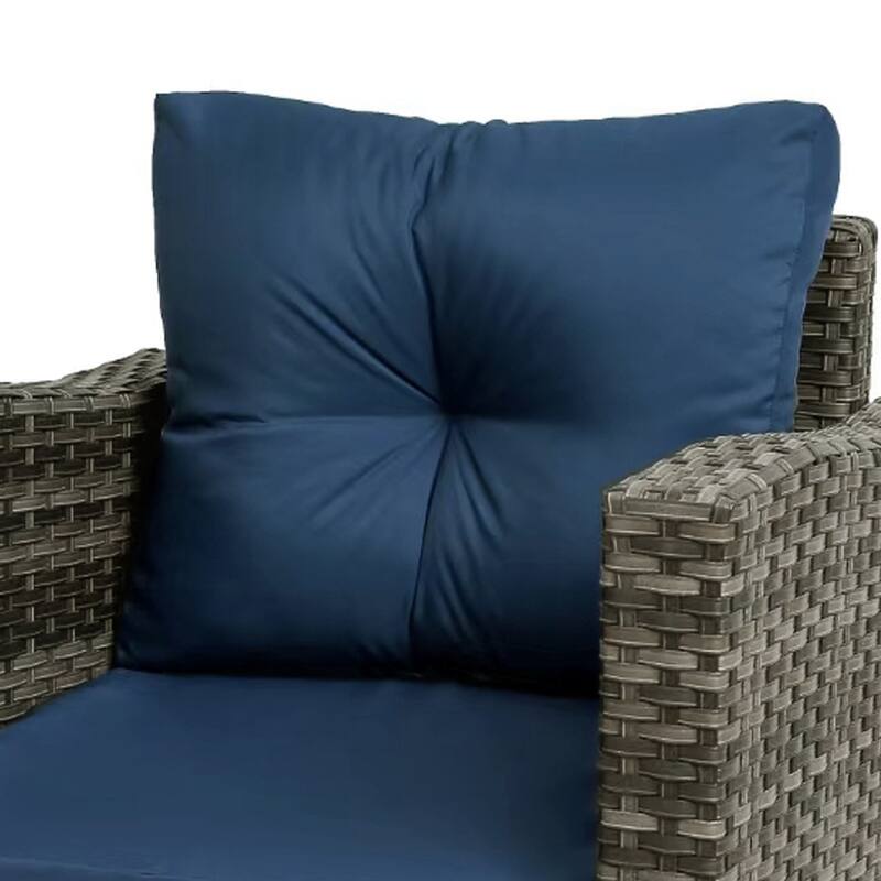 Outdoor Rattan Conversation Swivel Chair Set of 3 with Table