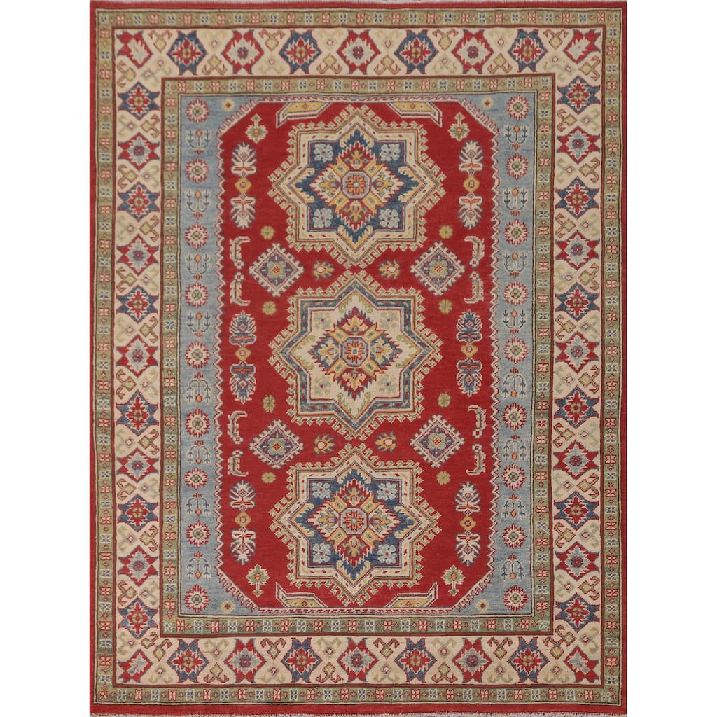 Oriental Kazak Area Rug Handmade Wool Carpet - 5'0" x 6'9"