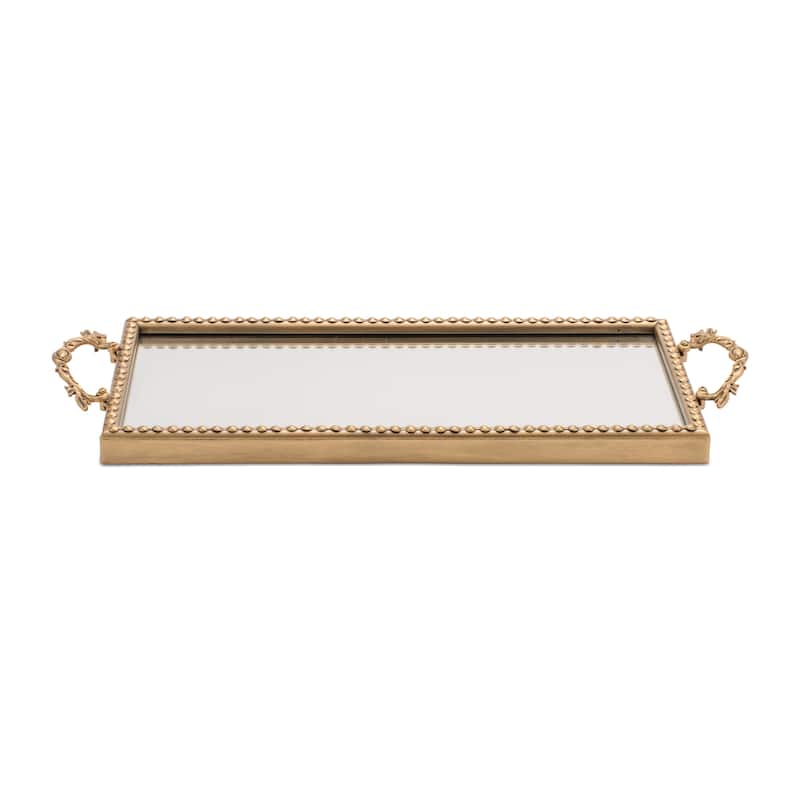 Gold Beaded Mirror Tray (Set of 2)