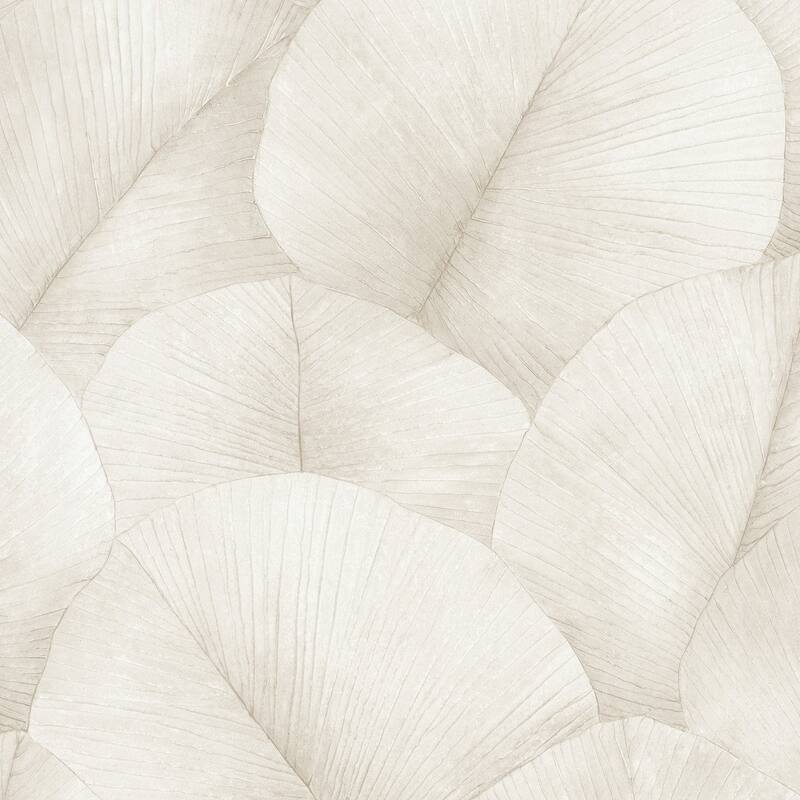 Galerie Wallcoverings Kumano Textured Palm Leaf Vinyl on Non-woven Wallpaper Roll - 33 feet x 21 inches - Off White