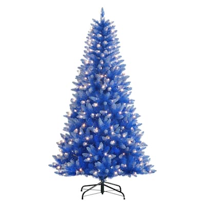 Puleo International 6.5 ft. Pre-Lit Fashion Blue Artificial Christmas Tree