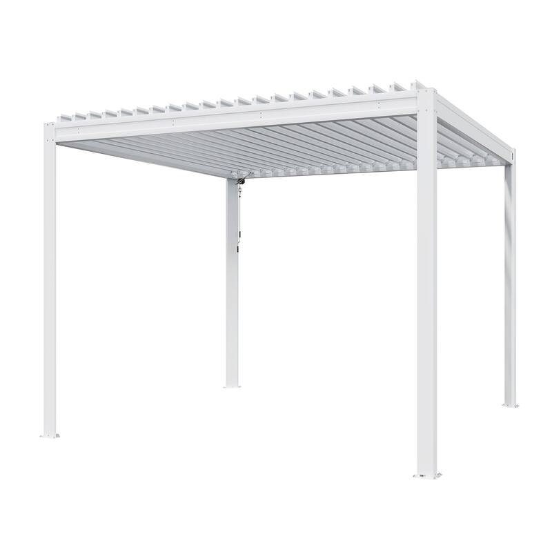 10 x 10 ft Aluminum Louvered Pergola with Adjustable Roof