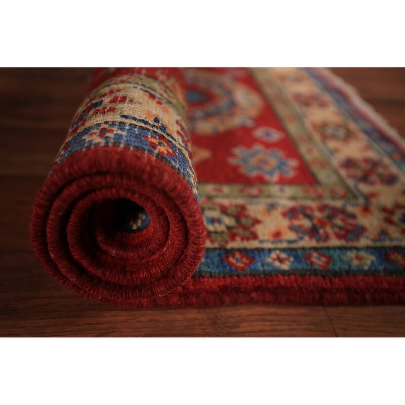 Red Kazak Oriental Accent Rug Hand-Knotted Wool Carpet - 2'0" x 3'0"