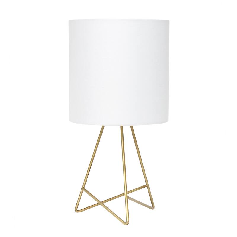 13.5 in. Gold Finish Table Lamp with White Shade, Sturdy Table Lamp for Living Rooms and Bedrooms