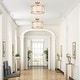 preview thumbnail 2 of 6, Bella Modern Glam 3-light Drum Semi-Flush Mount Lights Off-white Fabric Chandelier - L13.8'' x W13.8'' x H11.8