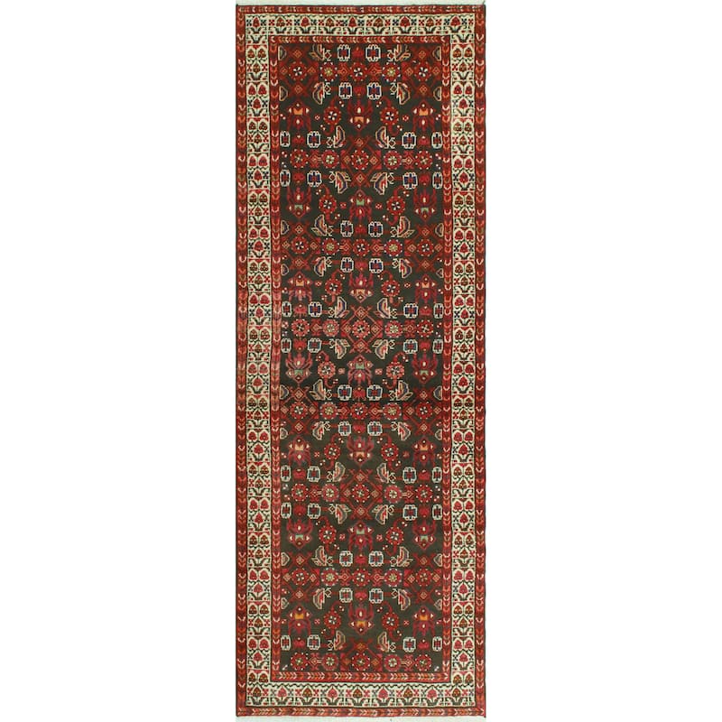 Fine Vintage Distressed Junius Charcoal/Ivory Runner - 3'5" x 10'1"