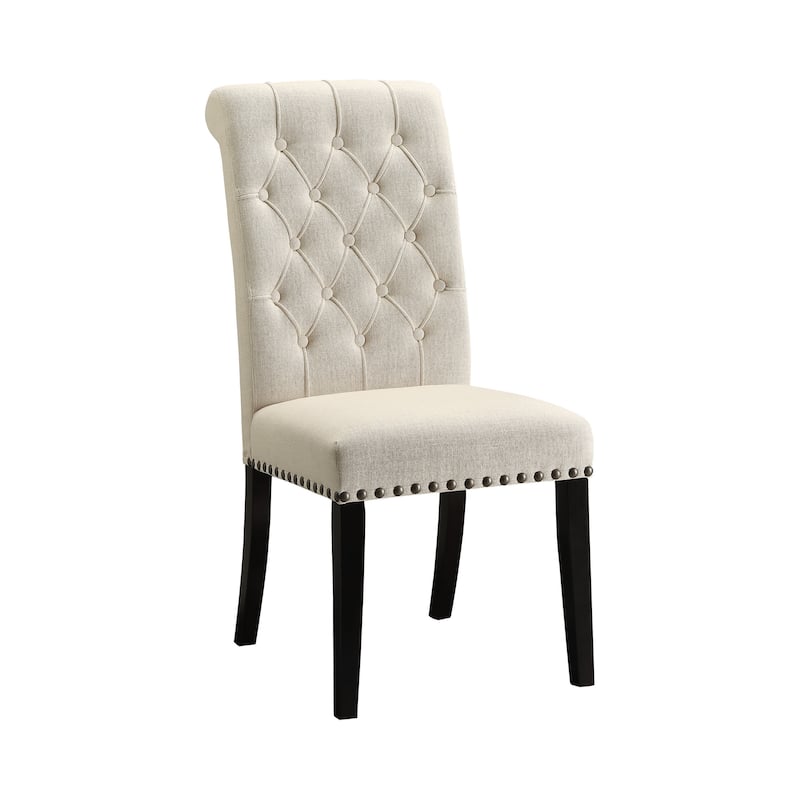 Letnitsa Beige and Rustic Espresso Tufted Dining Chairs (Set of 4)