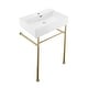 preview thumbnail 3 of 68, Claire Ceramic Console Sink White Basin Gold Legs