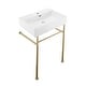 preview thumbnail 53 of 68, Claire Ceramic Console Sink White Basin Gold Legs