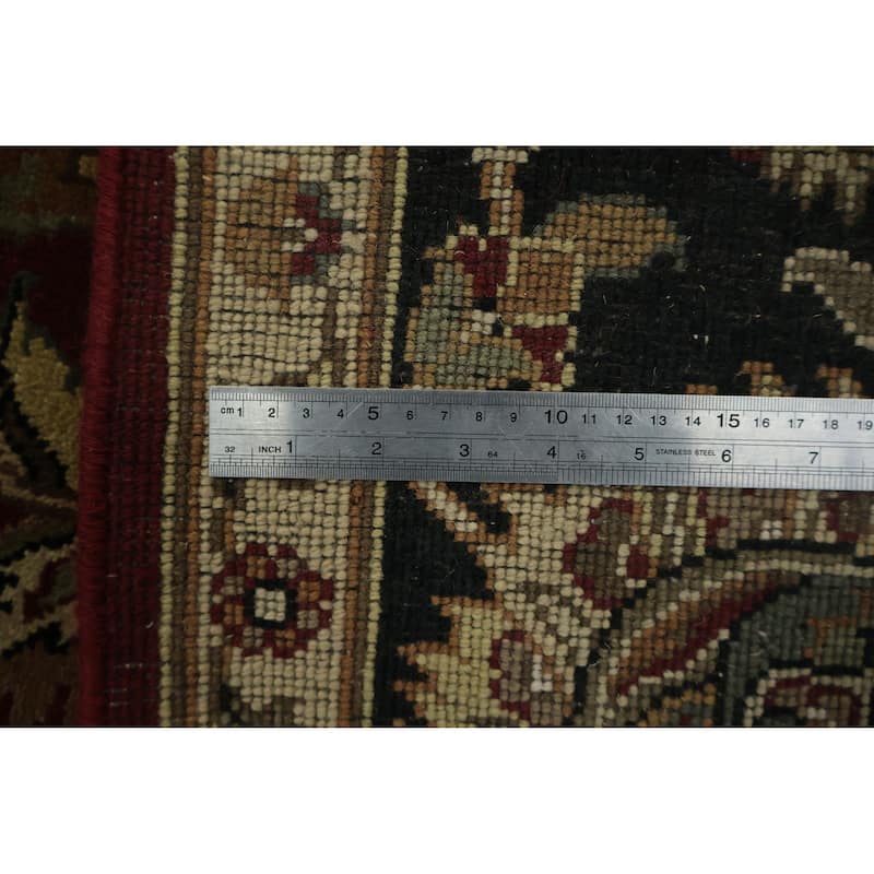 Hand Knotted Oriental 100% Wool Carpet Traditional All-Over Red Agra Area Rug - 7' 10'' X 7' 11''