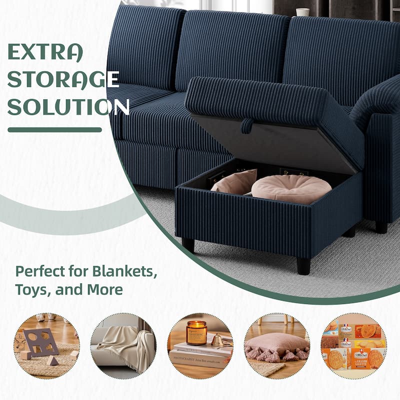 Futzca ​Sectional Sofa Couch, 3 Seat L Shaped Sofa with Removable Pillows