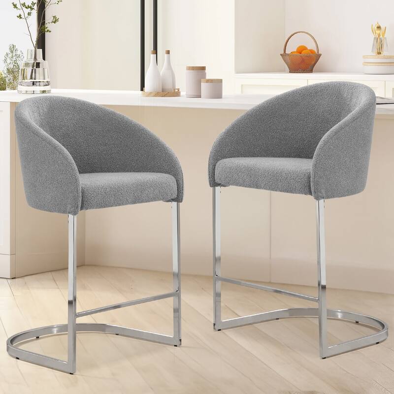 26" Fabric Upholstered Counter Height Bar Stools with Arms - 37" H x 22.4" W x 22" D
