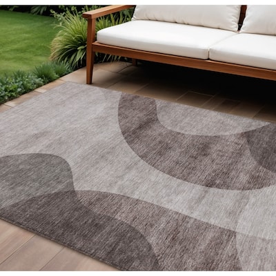 HomeRoots Abstract Transitional Rectangle Outdoor Rug